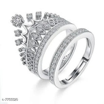 2Pcs/Pair Heart Engagement Wedding Love Promise Rings Couples Kundan Jewelry Sef - £3.09 GBP