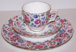 Stunning Crown Staffordshire England Bone China Floral Plate &amp; Tea Cup &amp; Saucer - $38.60