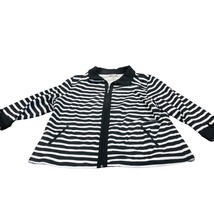 Allison Daley Petite L Black White Stripe 3/4 Sleeve Jacket Beach Boat Sailing - $20.34