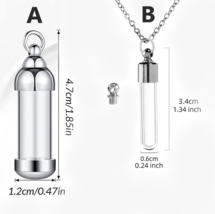 1PC Stainless Steel Cremation Keepsake Acrylic/Glass Vial Pendant Necklace - £5.97 GBP+