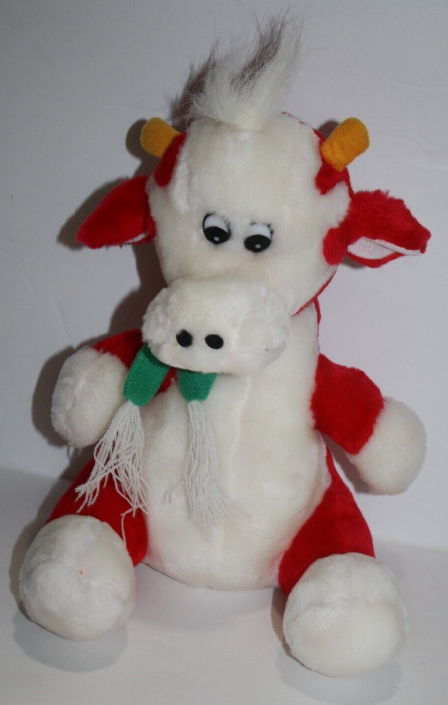 Sugarloaf Cow Bull Red White Plush 11" Soft Toy Stuffed Animal Green Scarf 1996 Item image 2