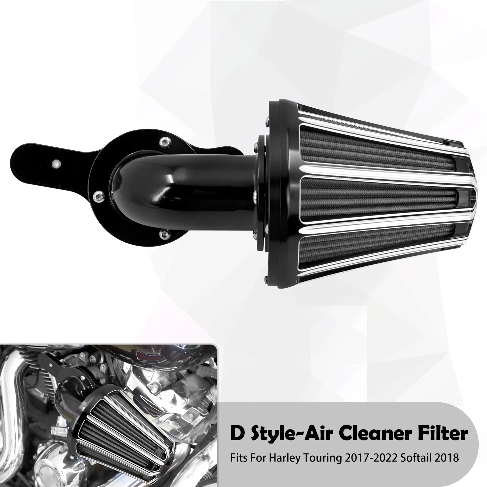 Motorcycle Black Air Filter Intake Cleaner For Harley Touring Dyna Custom ter XL - £407.89 GBP