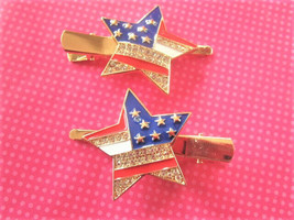 USA flag  star crystal hair clips - $9.99