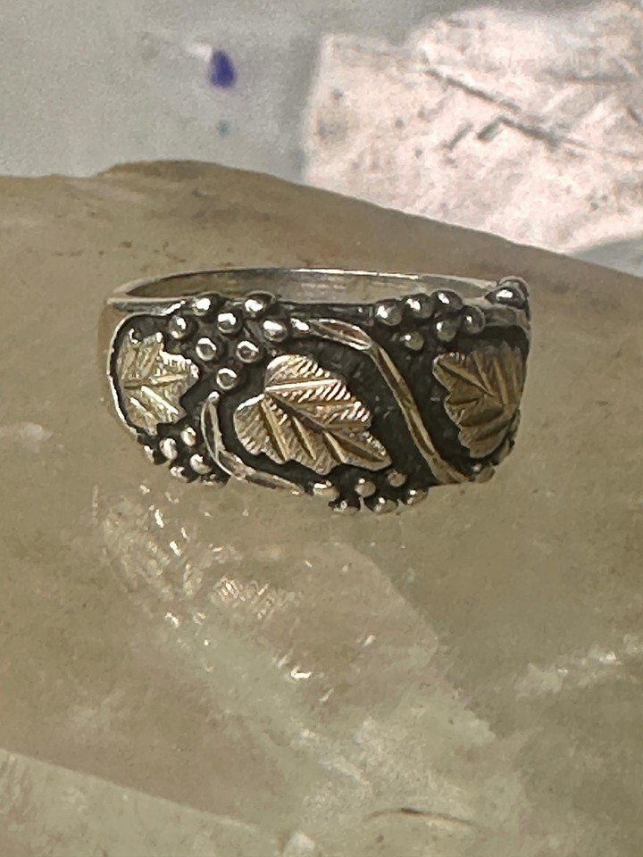 Black Hills Gold ring leaves wedding band size 5 sterling silver women Item image 12