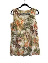 J. JILL Womens Dress LOVE LINEN Sleeveless Tropical Palm Print Shift M Petite - £18.80 GBP