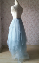 Light-blue Tiered Tutu Skirt Outfit Women Plus Size Tulle Maxi Skirt for Wedding image 4
