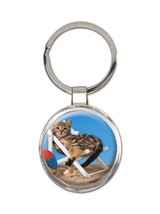 Cat : Gift Keychain Cute Animal Kitten Funny Friend Tropical Beach Summer Vacati - £6.31 GBP