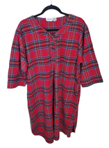The Vermont Country Store Large Red Green Plaid Flannel Nightgown Pockets - £23.90 GBP