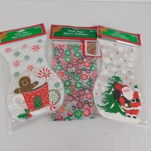 Treat Bags Christmas Lot of 3 Packages Santa Claus Gingerbread Man Snowflakes - £4.65 GBP
