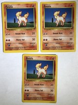 Lot of 3 - Pokemon Card PONYTA Base Set Unlimited 60/102 common Fire type - $2.95