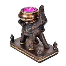 Adorable Little Elephant Hand Carved Wooden Candle Holder - £19.71 GBP