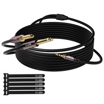 1/8 To Dual 1/4 Stereo Cable 100 Feet, 3.5Mm Trs To 2 X 6.35Mm Ts Mono Y... - £44.04 GBP