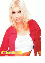Christina Aguilera teen magazine pinup clipping GRL white shirt pink swe... - $3.50