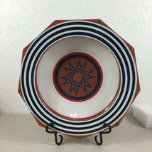 Southwest Pottery Bowl With Lip Sunburst 9-Sided Nonagon Lipped Rim Sign... - $49.49