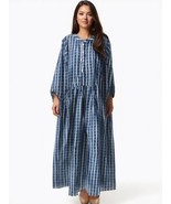 Blue Handblock Print Cotton Summer Boat Neck Maxi Dress, Midi Dress, Blo... - $43.99
