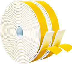 Yotache White Foam Seal Strips Tape 2 Rolls 1 Inch Wide X 1/8 Inch Thick, High D - £18.85 GBP