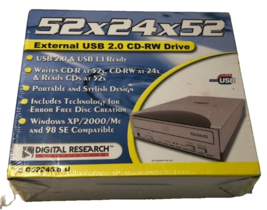 Digital Research USB 2.0 External 52x24x52 CD-RW Drive D522452EU Vintage 90s New - £18.38 GBP