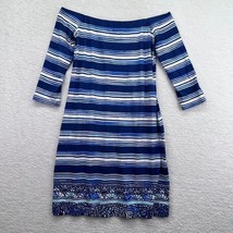 Lilly Pulitzer Dress Womens Small Laurana Blue Stripe Off the Shoulder S... - £39.43 GBP