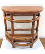 1940&#39;s Half Round Demilune Bamboo Side Table with Ladder Sides and Mahog... - $949.44 CAD