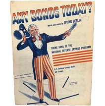 Any Bonds Today Sheet Music Irving Berlin Vintage Military WW2 1941 DWC6 - $20.75