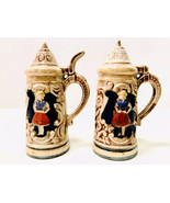 Vintage German Beer Stein Lusterware Ceramic Hand Painted Salt &amp; Pepper ... - £10.23 GBP