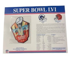 SUPER BOWL LVI Rams vs Bengals 2022 OFFICIAL SB NFL PATCH Card Willabee ... - £59.70 GBP