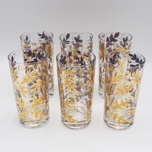 MCM Highball Glasses Oak Leaves &amp; Acorns Barware Mid Century Modern Bar Set of 6 - £156.44 GBP