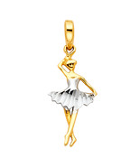 14K Two Tone Dancing Ballerina Pendant - $3,472.67 MXN