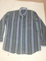 Roper Rodeo Blue Mens Button Shirt 2XL  Stripe Western Pearl Snap  - £15.57 GBP