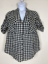 Pure Energy Womens Plus Size 1 (1X) Blk/Wht Gingham Check Button Up Shirt - £10.25 GBP