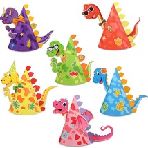12 Pieces Diy Dinosaur Party Hats Birthday Party Cone Hats Craft Art K - £18.17 GBP