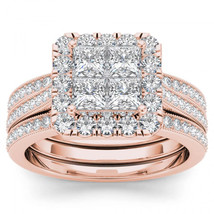 Authenticity Guarantee 
14K Rose Gold 1 1/2ct TDW Princess Diamond Quad Squar... - £1,790.54 GBP