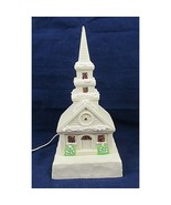 Vintage White Church Lighted Christmas Handmade 1979 Ceramic 16&quot; Stained... - £39.14 GBP