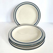 Vintage Baum Bros Blue Stripe Darien Collection Set Of 4 Salad Plates 7.5” - £15.94 GBP