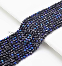 Top Quality Mystic Plated Faceted Black Spinel Round Beads 2/3mm Gemstones - $5.00+