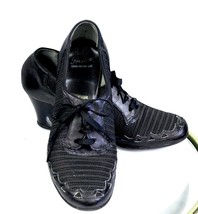 1930s-40s VTG Polly Preston Shoes Black Mesh Spectator Sz 6 C Oxford Roc... - $1,868.56 MXN