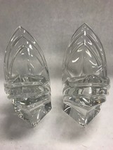 Pair Mikasa Crystal Chunky Glass Candle Holders Square Base Germany Vintage - £23.34 GBP