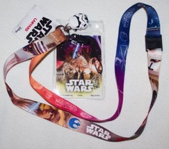 Star Wars Classic Character Images Lanyard w/ Image Badge Holder &amp; Helmet Dangle - £6.26 GBP