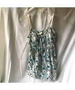 Red Camel Womens Small Spaghetti Strap Top Blouse Cami Floral Leaves Blu... - $6.78