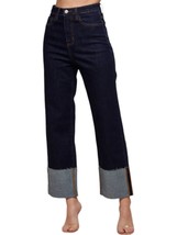 Wisteria Lane sarah straight leg cuffed ankle jeans in Dark Wash - size L - $56.43