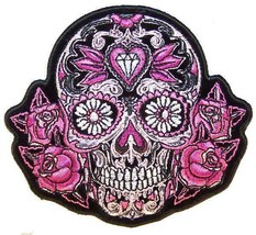 Deluxe Embroidered Jewel Sugar Skull PA6961 Iron On Novelty Biker Patches New - £8.74 GBP
