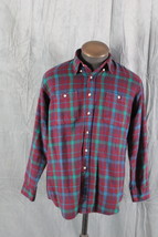 Vintage Flannel Shirt - Purple and Green Plaid Pattern - Men&#39;s Large - $932.78 MXN