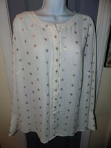 The Limited Off White W/ Gold Print Blouse Long Sleeve Size 1X Women&#39;s NWOT - £20.09 GBP