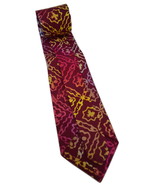 Malaysian Batik Neck Tie Wide 3.5&quot; Classic Length 57&quot; Maroon Gradient Ar... - $27.55 CAD