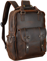 Full Grain Leather Backpack 15.6 Inch Laptop Bag Retro - £183.18 GBP