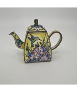 Vintage Miniature Enamel Teapot Hummingbird Hand painted Cottage Core Co... - $22.41 CAD