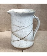 Signed Art Pottery Speckled Cream Brown Farmhouse Pitcher Rustic Cottage... - £23.36 GBP