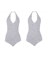 2-Pack American Apparel Ladies Halter Bodysuit Heather Grey Med Cotton Spandex - $6.99