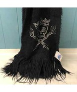 Disney parks Disneyland black soft fringe scarf with bling skull - $43.56 CAD