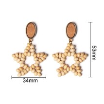 Boho Drop Earring For Women Bohemian Bamboo Rattan Straw Weave Tassel Earrings T - £7.67 GBP